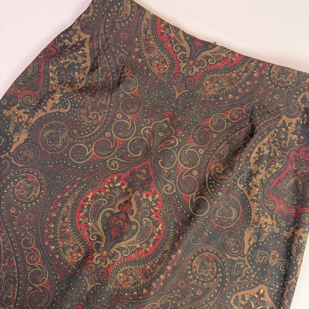 Vintage Briggs Paisley Midi Pencil Skirt Womens 12 Brown Dark Academia Victorian